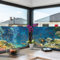 Milchglasfolie Blauorange Fische Fensterfolie Selbstklebend Milchglasfolie Fenster Bad Fenster Sichtschutzfolie Fensterfolie Blickdicht Folie für Fenster Folie Fenster Sichtschutz 58x180cm/1 Pcs