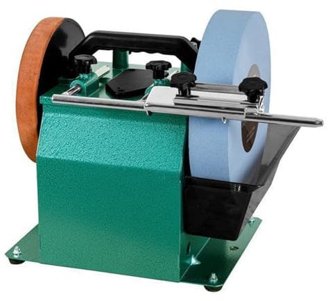 Electric Knife Sharpener 240W - Two-Direction Water Cooled Sharpening, Wet/Dry Stone Grinder with Adjustable Reservoir for Chisels and Planer Blades
