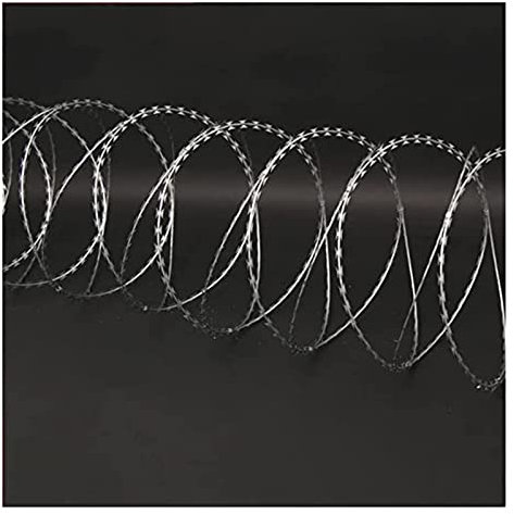 Fil di ferro spinato, Filo lama galvanizzato， Bobine di filo spinato a nastro allungato for recinzione zincata a doppia spirale for fattoria, recinzione, giardino, diametro bobina 45 cm, 1 bobina