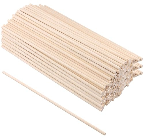 MANCHAP 300PCS 6mm x 30cm Wood Dowel Rods, 12 Inch Round Wooden Sticks for Craft, DIY, Decorative