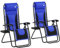 Outsunny Zero Gravity Lounger Chair Set of 2, Folding Reclining Patio Chair with Padded Seat, Cup Holder, Soft Cushion and Headrest for Poolside, Camping, Blue