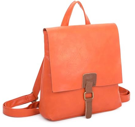 irisaa Rucksack Damen, Daypack Tasche klein Rucksackhandtaschen mini Schultertasche für Frauen und Mädchen, Damen Tasche:Orange