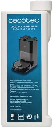 Cecotec Líquido de Limpieza para la Base de Autovaciado Clean&Wash para Conga 20090 ProAI InfinitySoap Cut&SPA. Bote de 280ml, Accesorios para Robots Aspiradores