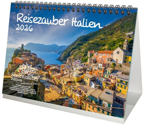 Reisezauber Italien DIN A5 Tischkalender für 2026 Rom Urlaub Strand Meer Mediterran Italien - Seelenzauber