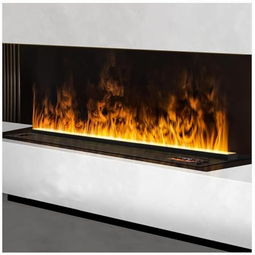 XUXIAO 3D-Wasserdampf-Elektrokamin, Herd-Wasserdampfkamin, 3 mm ultradünne Platte, intelligente Wasserfüllung, für Zuhause, Büro, Hotel,100cm/39.3in