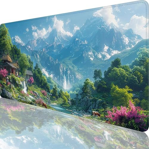 Mauspad Grün Mauspad XXL 1200 x 600 x 3 mm XXL Mousepad Berg Mousepad Gaming Zubehör mit Vernähten Kanten Design, Waschbares Mouse Pad Wasserdicht und Langlebig für Maus Tastatur, Office Deko 98-Ut