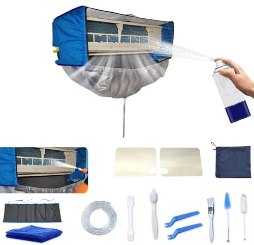 Kikepilm Air Conditioner Cleaning Kit With Upgraded Side Panels, Mini Split Cleaning Kit, Extra Space Air Conditioner Cleaning Bag(Blue And White,Small Size,14PCS)