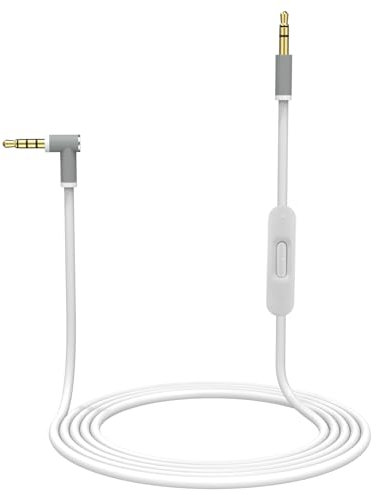 Ersatz Aux Kabel, Stereo-Audiokabel 3,5mm Klinkenkabel Kabel mit Inline-Mikrofon und Steuerung Kompatibel mit Beats Solo4/Solo 3/Solo 2/Studio 2 3/Pro/Detox/Executive,/Mixr/Wireless Kopfhörer (weiß)