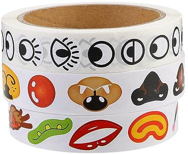 HONITANO 3Rolls Assorted Color Eye Stickers 3 Rolls Self Adhesive Paper Eyes for DIY Crafts Face Decoration Cartoon Creative Material Family Fun