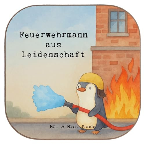 Mr. & Mrs. Panda Getränkeuntersetzer Feuerwehrmann Leidenschaft Design - Geschenk, Coaster, Tassenuntersetzer, gläseruntersetzer, Spruch, Ausbildung, Feuerwehr, bieruntersetzer, Freiwillige