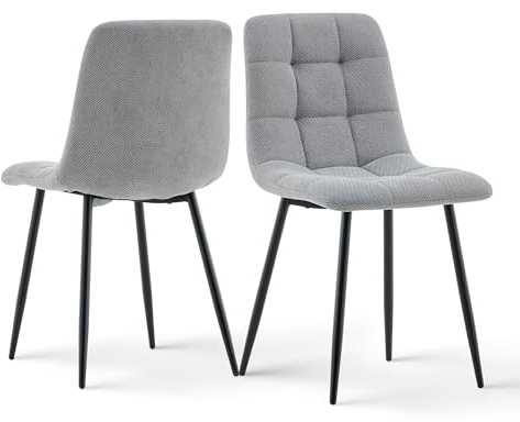 CLIPOP Esszimmerstühle 2er Set Chenille Dunkelgrau, Gepolsterter Sitz Wohnzimmerstuhl mit stabilen Metallbeinen, für Zuhause und Büro (Chenille Dunkelgrau, 2er Set)