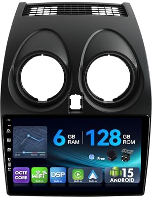 [6G+128G,Octa-Core] - MSD Autoradio für Nissan Qashqai J10 (2006-2015) | Android 15 GPS Navi Radio | CarPlay Android Auto Lenkradsteuerung Dual-Band WiFi DSP DAB | Rückfahrkamera MIC | 2 Din 9 Zoll