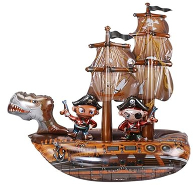 Fesnova Piratenschiff Luftballon, Braun Piratenschiff Ballon, für Piraten Deko Kindergeburtstag, Cosplay Deko, 93X79X42cm