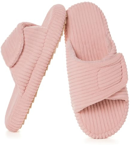 Eagsouni Pantoufles Femme Mousse à Mémoire Confortable Cord Chaussons Réglable Largeur Bout Ouvert Chaussures Antidérapantes Slippers