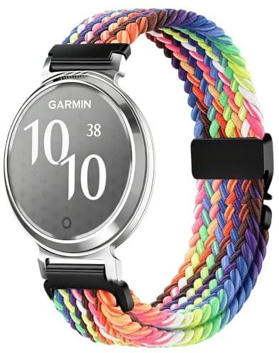 Sundara 14mm Nylon Geflechtarmband kompatibel mit Garmin Lily 2 Active/Lily 2 Uhren, mit Fallschirmschnalle verstellbares elastisches Unisex