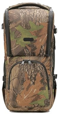 WCDFTASL Waterproof Telephoto Lens Backpack, Padded Shockproof DSLR Bag Compatible for Large 200-600mm 400-800mm Lenses(Camouflage)