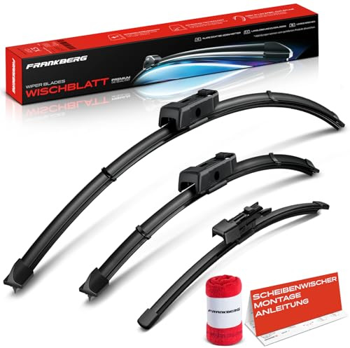 Frankberg 3x Scheibenwischer Wischerblätter 700mm/400mm/275mm,Vorne Hinten | Kompatibel mit Golf Sportsvan AM1 AN1; inkl. Verschleißanzeiger und Reinigungstuch