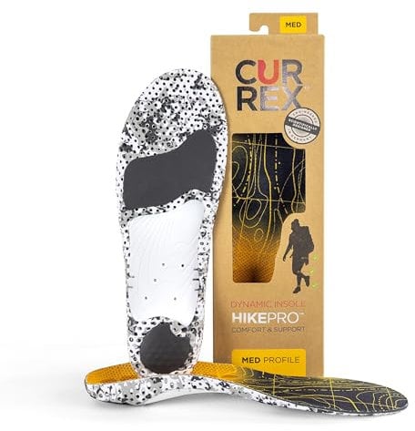 CURREX HikePro Einlegesohle – Deine neue Dimension des Wanderns. Dynamische Performance Einlegesohle für Walking, Hiking oder Spaziergänge,Gelb (Mid Profile),EU 42-44 (Tag L)
