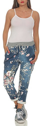 Matyfashion Damen Jogginhose Freizeithose Jogger Sweatpants für Freizeit Sport und Fitness 99 (Blau 7)