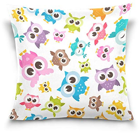 PUXUQU Kissenbezug 40x40 cm Bunt Tier Eule Dekorative quadratische Kissenbezüge Kissenhülle für Couch Sofa Schlafzimmer Auto
