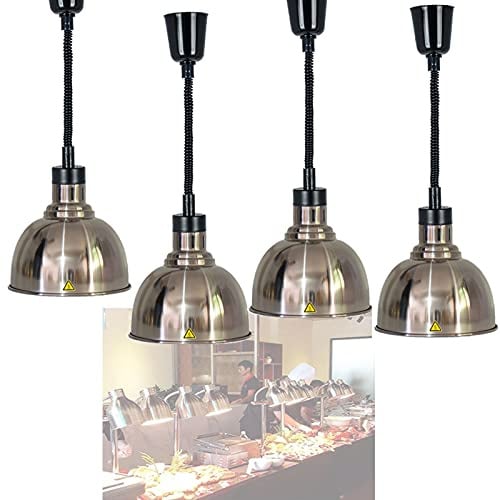 250w Lampara Calentamiento Para Buffet, Lámpara de Calor de Alimentos para Restaurantes Cocinas, Lámparas de Techo Colgantes para Mantener la Comida Caliente, Altura Regulable Entre 65 y 170cm