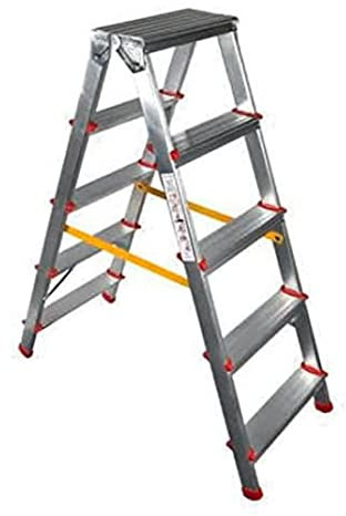 VITO Aluminium Trittleiter (VIEAD6), Doppelte Aluminium-Stufenleiter, beidseitig begehbar, 2x6 Stufen, 150kg Traglast, 1,39 m 5,87 Kg - Qualität: Made in Europe