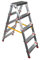 VITO Aluminium Trittleiter (VIEAD6), Doppelte Aluminium-Stufenleiter, beidseitig begehbar, 2x6 Stufen, 150kg Traglast, 1,39 m 5,87 Kg - Qualität: Made in Europe