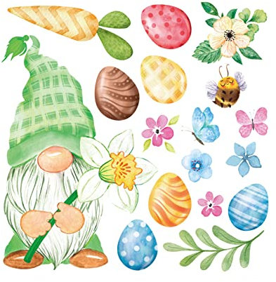 Frohe Ostern Fensterbilder Wichtel Bunny Eier Wandaufkleber Glas Statische Abziehbilder Selbstklebend Kühlschrankaufkleber