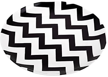 STACKABLES ~ Paquete de 20 platos redondos de plástico duro con diseño de cebra, blanco y negro, elegantes platos reutilizables para fiestas, bodas y eventos con catering (platos de 7.5 pulgadas)