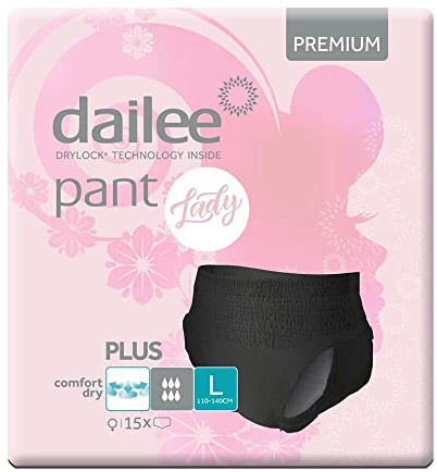 Dailee Pant Lady Plus Black L, 15 Stück