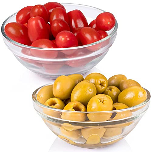 BAKAJI Set 2 Ciotole Insalatiera in Vetro Trasparente Capacità 350 ml, Scodella Dimensioni 12,5 x 5 cm, Contenitore Decorativo Ideale per Feste, Cene, Aperitivi, Cucina, Colazione, Salvaspazio