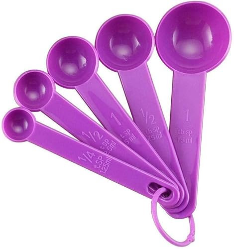 5Pcs Measuring Spoon for Baking White Plastic Teaspoon Tablespoon X9G5 Tool Measuring Utensil,Fits in Spice Jars Purple Gift Measuring Dry and Liquid Ingredients
