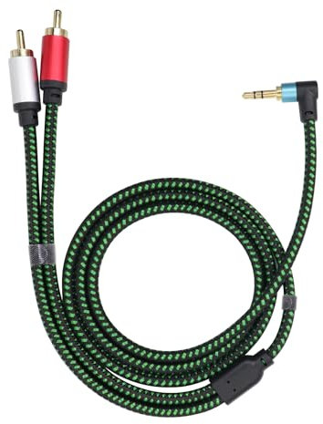 RIIEYOCA Cable 3,5 mm a 2 RCA de ángulo recto de 90 grados, 2 RCA macho a 3,5 mm TRS macho estéreo y adaptador divisor para smartphone, altavoz, MP3, tablet y más (1 m)