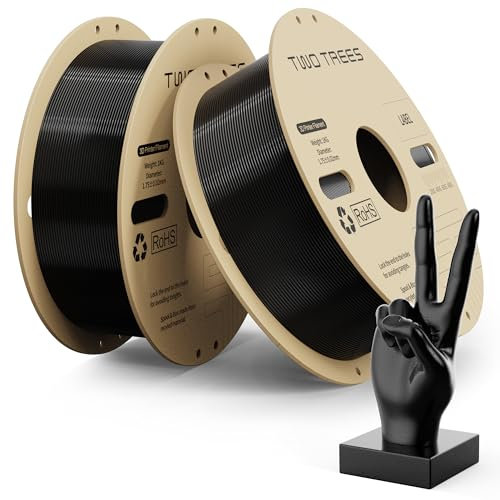 PLA Filament Pro, 2 Rollen 1 kg Hyper PLA Hochgeschwindigkeits-3D-Druckerfilament, 1,75 mm schwarz 2 kg 3D-Druckmaterialien, Maßgenauigkeit +/- 0,03 mm, kompatibel mit den meisten FDM 3D-Druckern