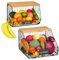 PERFNIQUE Fruit Basket, Wall Mounted Kitchen Baskets for Storage, 2PCS Stackable Fruit Holder with Wooden Lid, Vegetable Baskets for Kitchen, Hanging Metal Wire Baskets (Black, M & L)