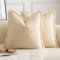 Mandioo 2er Set neutralen Baumwolle Quasten Kissenbezug 40x40cm Dekorative Kissenbezüge Dekokissen Boho Sofakissen Kissenhülle für Couch Sofa Schlafzimmer Wohnzimmer Heimdekoration Beige