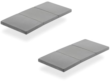 DREAMDI Lot 2X Colchón de Cuna de Viaje 120 X 60 cm – Plegable en 3 Piezas – Núcleo de Espuma HR 5 cm Gris