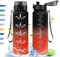 HoneyHolly Trinkflasche, 1L, Trinkflasche Sport, Trinkflasche mit Zeitmarkierung, mit Filter, Auslaufsichere Trinkflasche, BPA-Frei, Wasserflasche für Sport, Fitness, Yoga, Schule, Büro