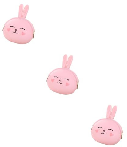 LIFKOME 3pièces Porte- Silicone Forme De Lapin Rose à Cartoon pour Clés Et Petits Objets Pratique