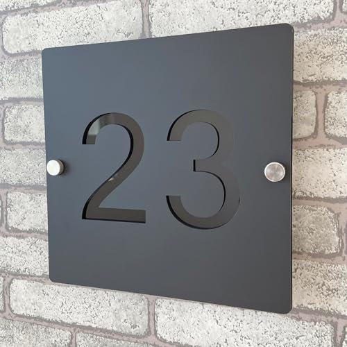 Personalised 3D Acrylic House Number Plate Bicolor (Matte Black and Glossy Black), Floating Numbers with Address for Indoor and Outdoor, Perfect for Homes, Hotels, Apartments, Shops