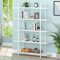 Mudmasa Bücherregal Weiß, Holz Regal, Standregal, Büroregal, 5 Ebenen offene Fächer Bücherregal für Wohnzimmer, Schlafzimmer, Büro, Metallrahmen, Modern, 32 x 120 x 177 cm，