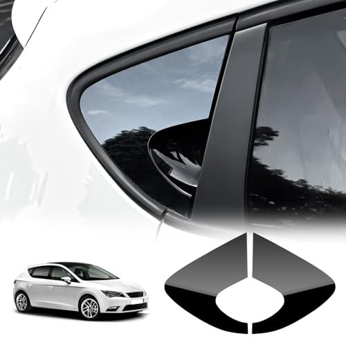 KUNGKIC Para Seat Leon 2005-2012 Coche Ventana Trasera Triangular Pegatina Exterior Decorativa Accesorios Regalo, ABS (Negro)