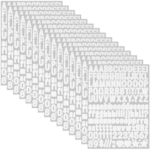 15 Blätter Klebebuchstaben Weiß, 1/2 Zoll Selbstklebendes Vinyl Buchstaben Zahlen Kit, Buchstaben Aufkleber Weiß, Buchstaben Zum Aufkleben, Weiß Klebebuchstaben Für Schilder, Autos, Heim, Geschäft