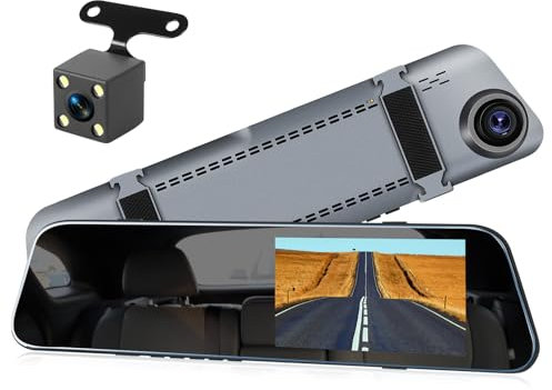 NHOPEEW Mirror Dashcam 4,7 Zoll 720P Doppelkameras für Vorder- und Rückseite - Super Nachtsicht/Loop-Aufnahme/Belichtungskorrektur - Rückfahrkamera für Autos