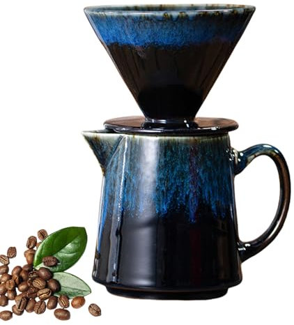 Mafagwre Kaffeefilter Porzellan, Pour Over Kaffeebereiter, 450 Ml Kaffeefilter Porzellan Mit Tasse, Kaffeemaschinen-Set Mit Keramik-Kaffeetropfer, Manuelle Kaffeemaschine, Kaffeefilterkanne (C)