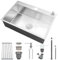 HZKSINNK Fregadero Cocina 60 x 45 cm, 1 Seno Fregadero Acero Inoxidable Cepillado, Fregadero con 2 Orificios para Grifo, Bajo Encimera o Sobre Encimera, con Desagüe de sifón y juego de rebosadero