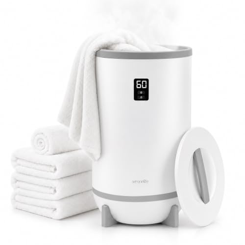 SereneLife Towel Warmer 20L Bucket – Luxury Bathroom Spa Heater with Timer, Fragrance Function & Auto Shut Off, Fits 2 Large Towels, Bathrobes or Blankets, Grey