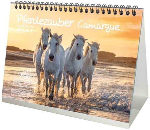 Pferdezauber Camargue DIN A5 Tischkalender für 2027 Pferde und Fohlen - Seelenzauber