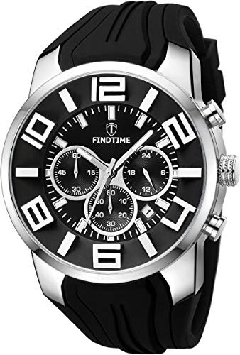 findtime Herrenuhr Sport Jungenuhr Chronograph Militär Armbanduhr Männer Coole Analog Quarz Schwarz