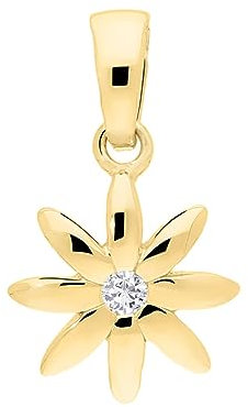 My Gold Anhänger Blume (Ohne Kette) Gelbgold 375 Gold (9 Karat) Mit Zirkonia 13mm x 8mm Edelweiß Blüte Flory A-07805-G601-CZC